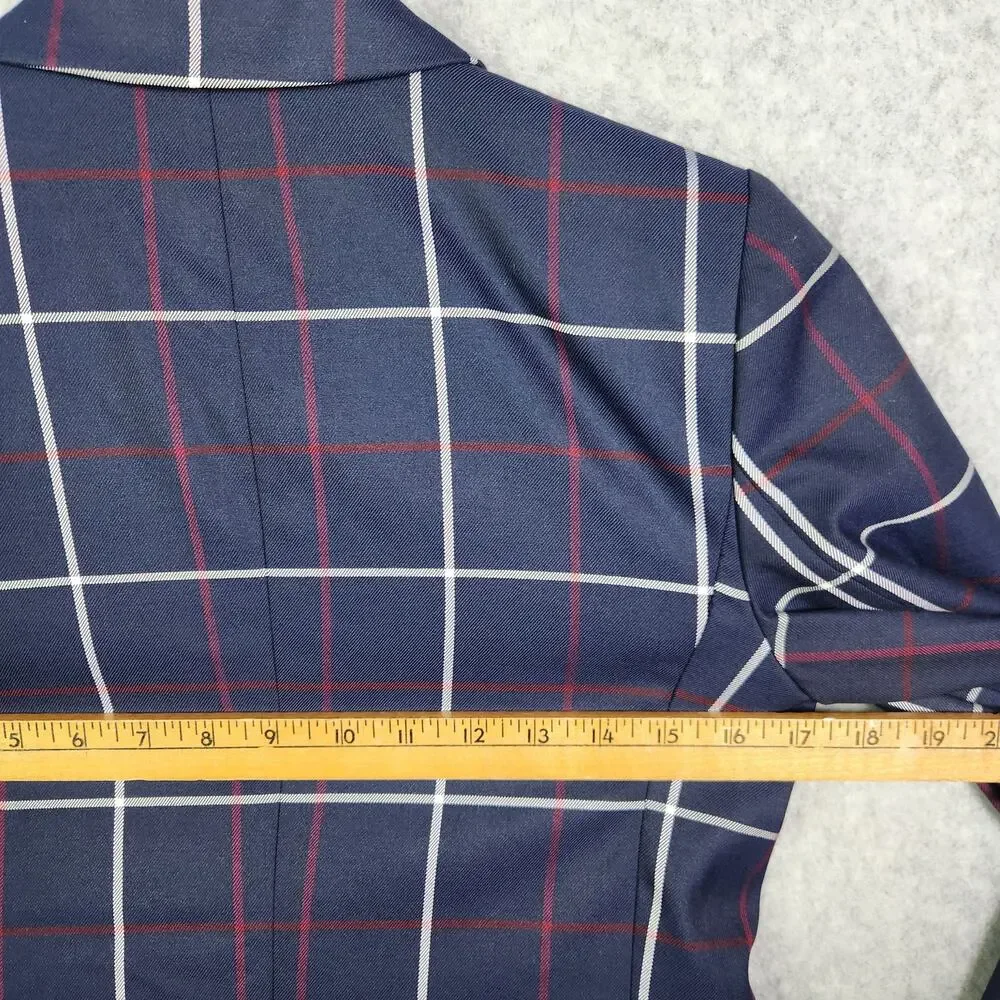 NEW Tommy Hilfiger Blazer Sz 2 Womens Navy Blue Plaid Academia Preppy Old Money - Picture 13 of 16